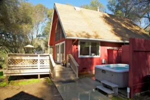 deck with hot tub