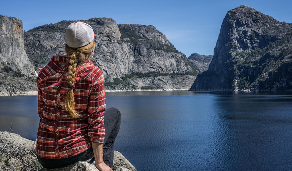 woman at hetch hetchy reservoir