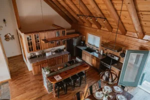 overview of kitchen and dining area