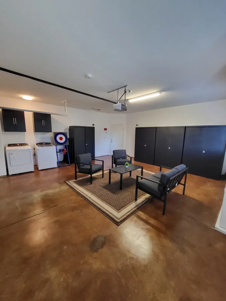 garage with seating and laundry